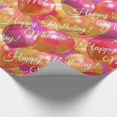 Papier Cadeau Corail rose or étincelant Ballons de fête d'annive (Coin)