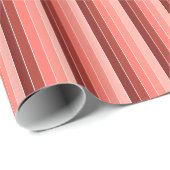 Papier Cadeau Corail rouge rose rayures (Coin rond)