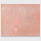 Papier Cadeau Corail Silver Peach Damask Antonietta Versaille (Plat)