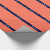 Papier Cadeau Corail solide, Marine Blue Ribbon Nom Monogramme (Coin)