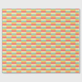 Papier Cadeau Corail Turquoise Jaune Papillon Rayures  (Plat)