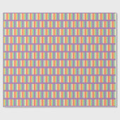 Papier Cadeau Corail Turquoise Jaune Violet Rayures  (Plat)