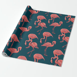 Papier Cadeau Corail vivant modèle flamingo