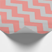 Papier Cadeau Coral et Grey Chevron (Coin)