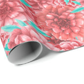 Papier Cadeau Coral Floral (Coin rond)