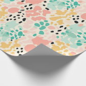Papier Cadeau Coral Green Pastel Leopard Spots (Coin)