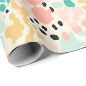 Papier Cadeau Coral Green Pastel Leopard Spots (Coin rond)