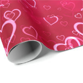 Papier Cadeau Coral Heart Grid: Simple Scattered Sweetness  (Coin rond)