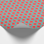 Papier Cadeau Coral Red Teal White Moroccan (Coin)