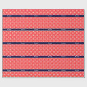 Papier Cadeau Coral Red, What Pois Marine Nom bleu Monogramme (Plat)