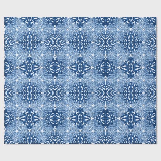 Papier Cadeau Coral Rococo in Blue Indigo (Plat)