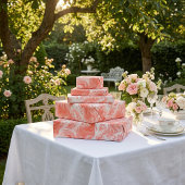 Papier Cadeau Coral rose et Marbre blanc comme Motif fluide