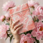 Papier Cadeau Coral rose et Marbre blanc comme Motif fluide
