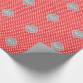 Papier Cadeau Coral Wht Pois Dk Grey Quatrefoil 3 Monogramme (Coin)