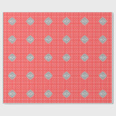 Papier Cadeau Coral Wht Pois Dk Grey Quatrefoil 3 Monogramme (Plat)