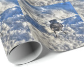 Papier Cadeau Corbeau corbeau noir dans la photo de neige (Coin rond)