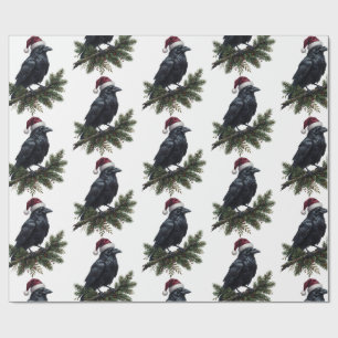 Papier Cadeau Corbeau de Noël gothique portant un chapeau de Pèr