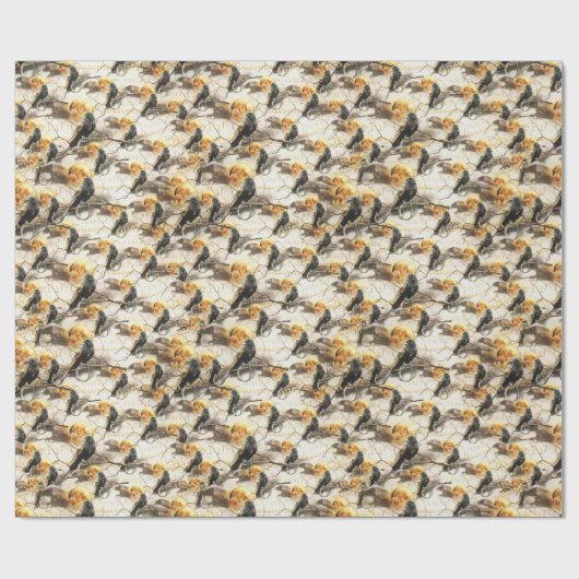 Papier Cadeau Corbeau gothique éffrayant En Pleine lune Hallowee (Plat)