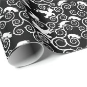 Papier Cadeau Corbeau gothique et épines Jacquard (Coin rond)