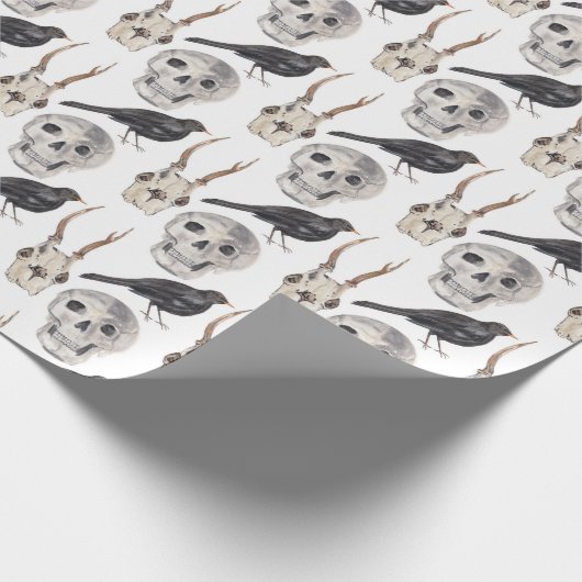 Papier Cadeau Corbeau noir crâne déplaisant (Coin)