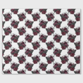 Papier Cadeau Corbeau noir floral sur blanc (Plat)