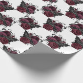 Papier Cadeau Corbeau noir floral sur blanc (Coin)