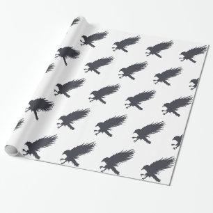 Papier Cadeau Corbeau noir volant - Choisir la couleur arrière -