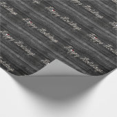 Papier Cadeau Corde de Joyeux Vacances sur bois noir (Coin)