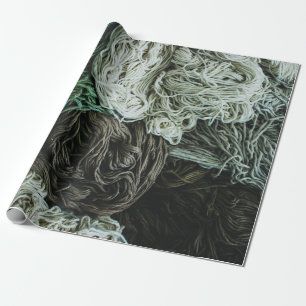 Papier Cadeau Cordes blanches, grises et vertes