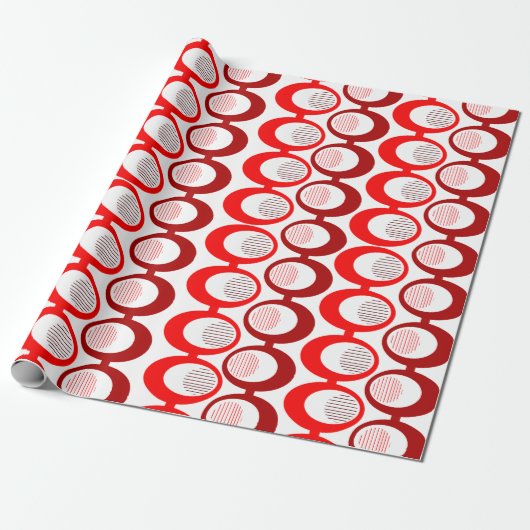 Papier Cadeau Cordes ovales rouges (Déroulé)