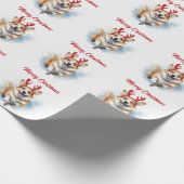 Papier Cadeau Corgi avec Reindeer Antlers Joyeux Noël (Coin)
