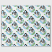 Papier Cadeau Corgi bleu de merle avec la boule (Plat)