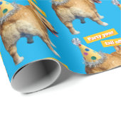 Papier Cadeau Corgi Butt Birthday Hat (Coin rond)