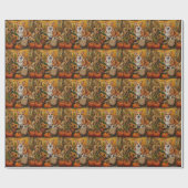 Papier Cadeau Corgi Chien Moisson Automne Thanksgiving (Plat)