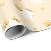 Papier Cadeau Corgi Couple (Coin rond)