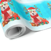 Papier Cadeau Corgi dans la neige avec cadeaux de Noël (Coin rond)