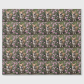 Papier Cadeau Corgi Dans Les Roses Rose, (Plat)