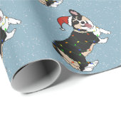 Papier Cadeau Corgi de Noël (Coin rond)