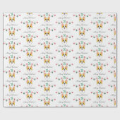 Papier Cadeau Corgi de Noël (Plat)