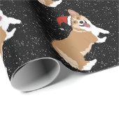 Papier Cadeau Corgi de Noël (Coin rond)