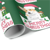 Papier Cadeau Corgi de Noël (Coin rond)