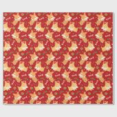 Papier Cadeau Corgi de Noël mignon (Plat)