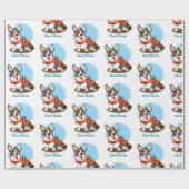 Papier Cadeau Corgi d'été (Plat)