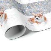 Papier Cadeau Corgi d'hiver (Coin rond)