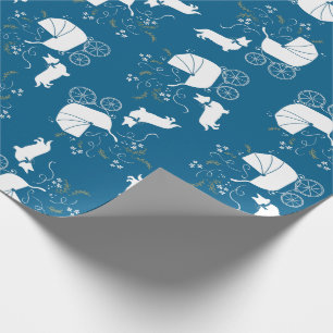 Papier Cadeau Corgi Dog Baby shower Puppy Welsh Blue Boy