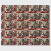 Papier Cadeau Corgi Dog Christmas Loaf with Santa Crown Art (Plat)