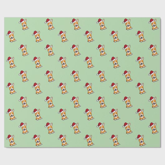 Papier Cadeau Corgi dog puppy Pembroke Welsh Christmas Santa (Plat)