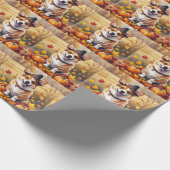 Papier Cadeau Corgi En Automne Laisse L'Art Thanksgiving (Coin)