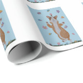 Papier Cadeau Corgi gallois dansant avec des papillons (Coin rond)