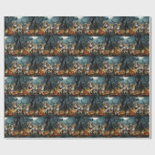 Papier Cadeau Corgi Halloween Éffrayant (Plat)